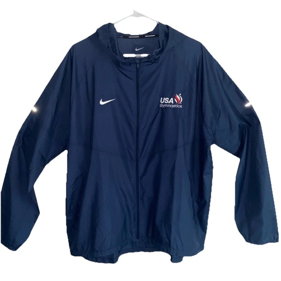 Nike Other - Nike Running x USA Gymnastics Full Zip Hooded Lightweight Jacket Men’s Blue XL